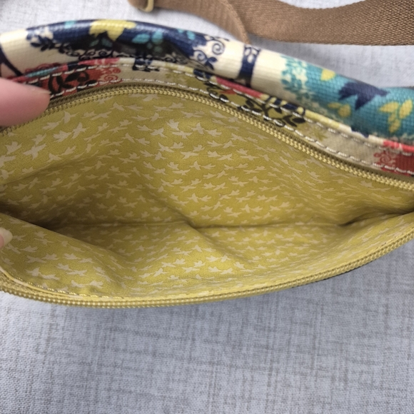 Fossil Key-Per Vintage Crossbody Bag Coated Canvas Tree Bird Nature Print Y2K - Picture 5 of 13